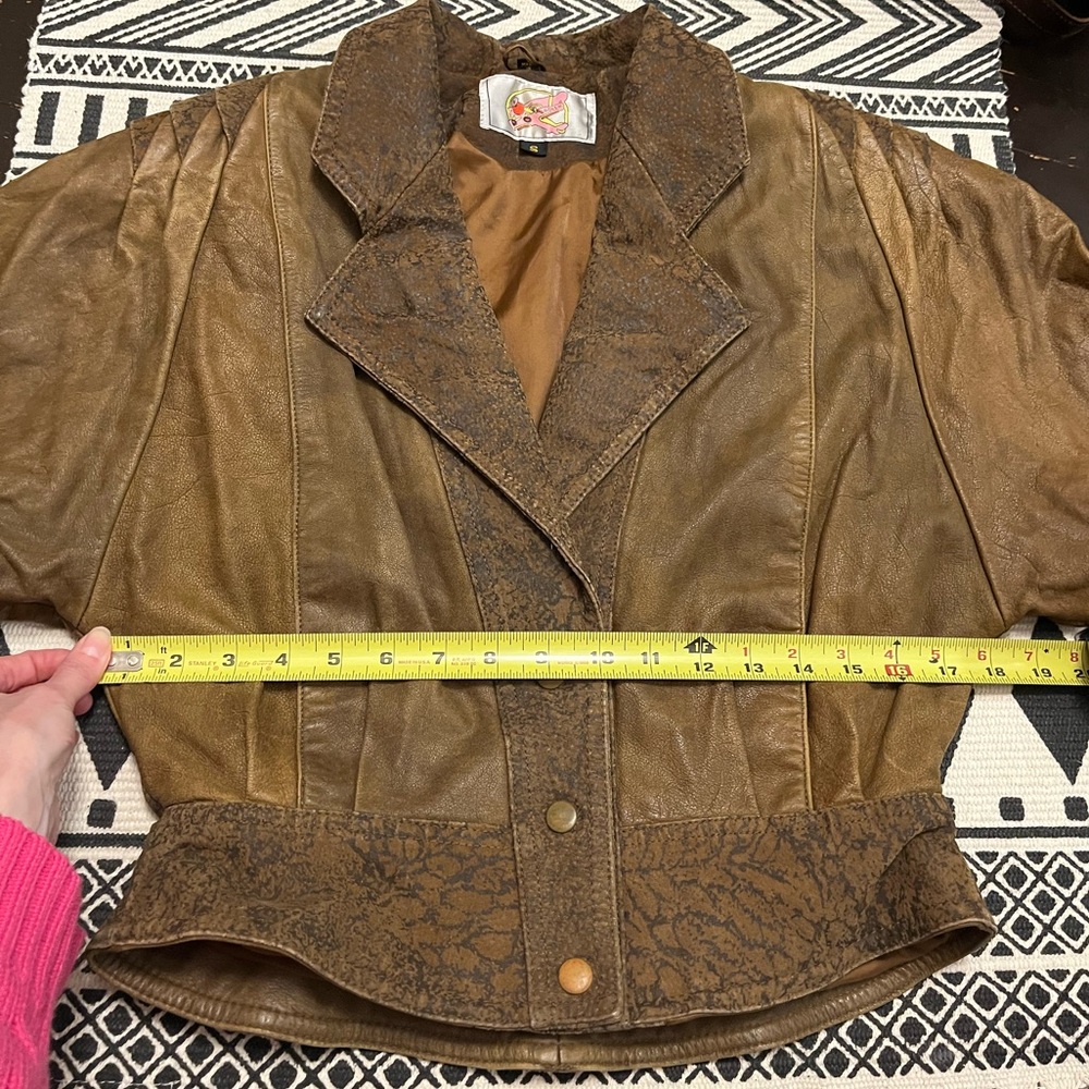 Vintage Adler Leather Jacket Flight Aviator Shoulder Pads Bomber Military Brown - Picture 14 of 16